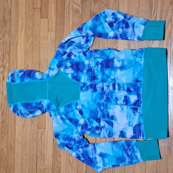 Athleta Girl Hooded Zip Up Sweater - Multi Blue Size 12 Girls - Picture 4 of 4